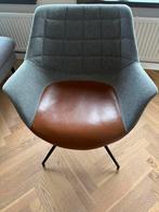 Fauteuil Zuiver Doulton grijs met cognac lederen zitting, Ophalen, Zo goed als nieuw, Overige materialen, Eén