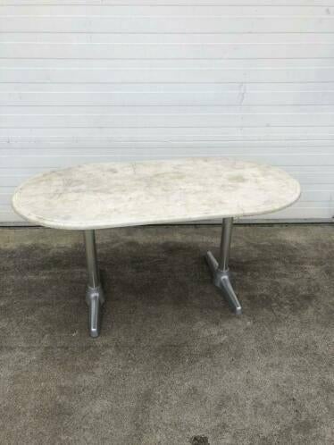 5 stuks horeca terrastafels marmerlook ovaal outdoor 145x80, Ophalen, Zo goed als nieuw