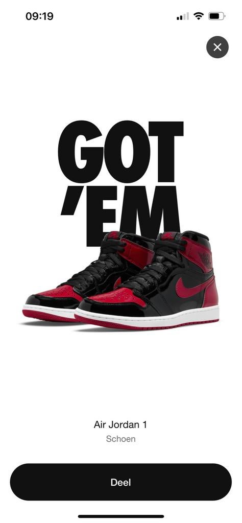 KOOPJE! - Nike Air Jordan 1 Retro High OG - Patent Bred, Kleding | Heren, Schoenen, Zwart, Nieuw, Ophalen of Verzenden, Sneakers of Gympen