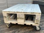 Pallet loungetafel met wielen – 120x80x44, Ophalen of Verzenden, Gebruikt, Hout