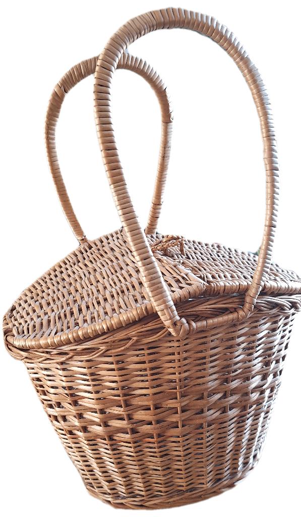 Nostalgisch rieten mandje, Ophalen, Mand, Zo goed als nieuw, Riet