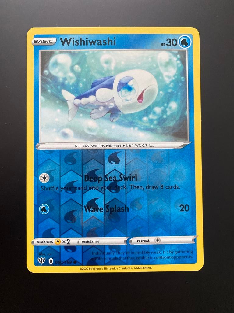 Wishiwashi Rev. Holo Pokémon Sword & Shield Darkness Ablaze, Ophalen of Verzenden, Zo goed als nieuw, Losse kaart, Foil