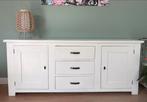 Mooi wit dressoir massief hout met 3 lades en 2 kastjes, Ophalen, Gebruikt, 200 cm of meer, Met lade(s)