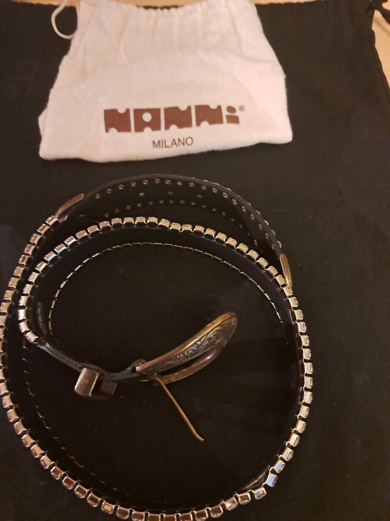Nanni ( Milano ) damesriem, Ophalen, Leer, Zo goed als nieuw, Zilver