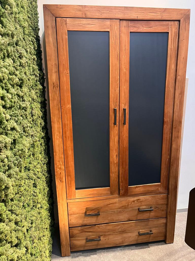 Grote zware houten kast met 2 lades - 210x110x40 cm, Huis en Inrichting, Kasten | Kledingkasten, Ophalen, 100 tot 150 cm, 200 cm of meer