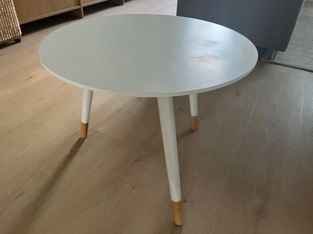 Witte ronde salontafel, Ophalen, Gebruikt, 50 tot 100 cm, Rond