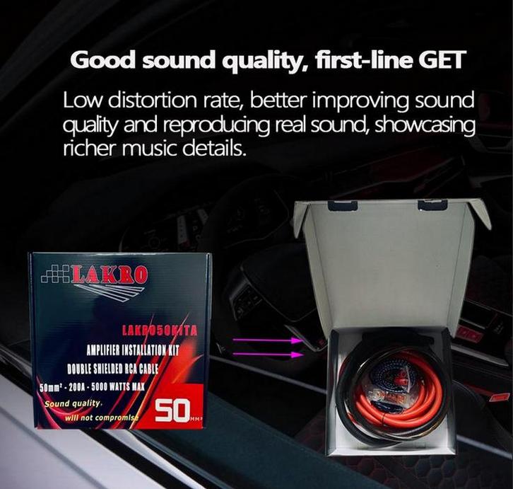 Aansluitset versterker 50mm, Auto diversen, Autospeakers, Nieuw