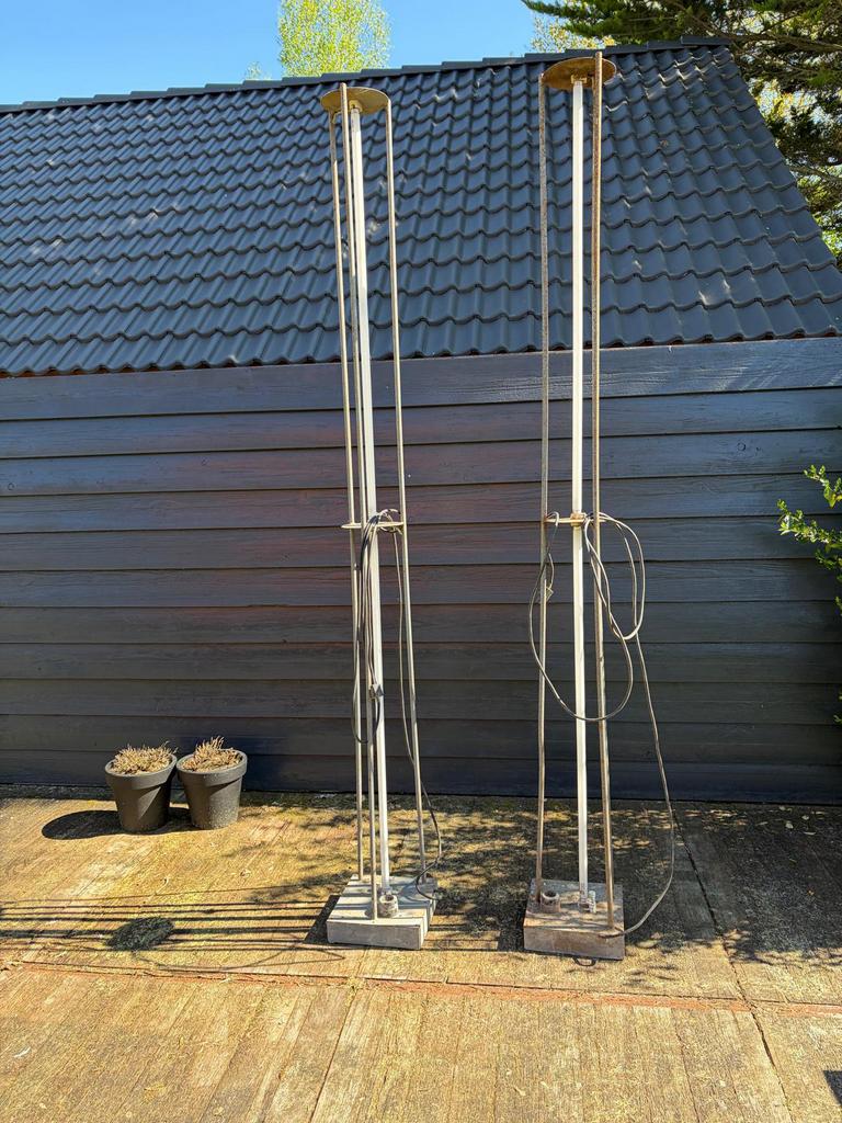 Vintage staande tl lampen, Ophalen, Gebruikt, Metaal, 200 cm of meer