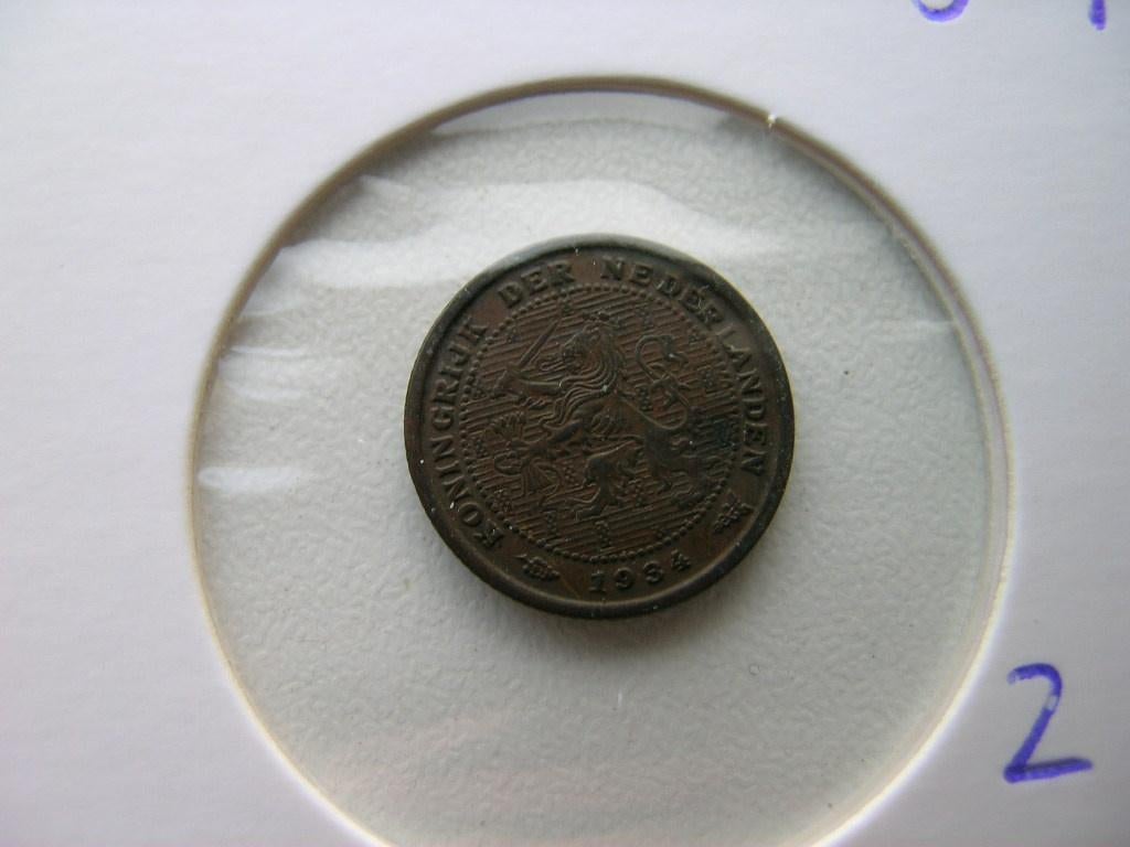 Halve Cent 1934 (nr 2), Postzegels en Munten, Munten | Nederland, Ophalen of Verzenden, Koningin Wilhelmina, Overige waardes, Losse munt