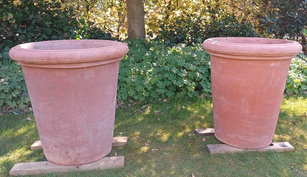 Grote Italiaanse terracotta potten. Type vaso camelia, Ophalen, Gebruikt, Rond, Minder dan 25 cm