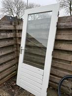 Gebruikte Buitendeur met Glas - Wit Hout, Gebruikt, 80 tot 100 cm, Ophalen of Verzenden, Buitendeur