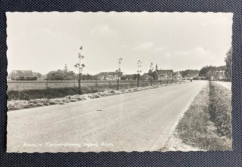 Arum, v Camminghaweg ingang Arum - ongelopen, Verzamelen, Ophalen of Verzenden, 1940 tot 1960, Ongelopen, Friesland