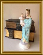 Antiek biscuit porseleinen Maria met kind beeldje, Ophalen of Verzenden