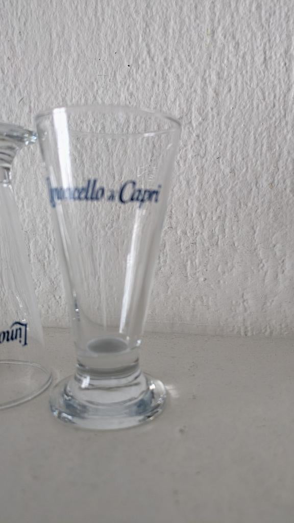 Italiaanse Retro Vintage Limoncello di Capri glaasjes, Ophalen of Verzenden, Zo goed als nieuw, Borrel- of Shotglas
