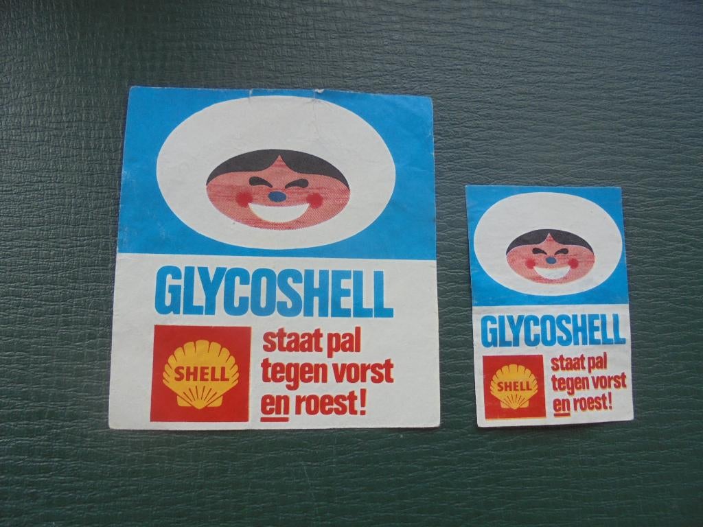2 oude lucifermerken SHELL / Glycoshell tegen vorst en roest, Verzamelen, Ophalen of Verzenden, Zo goed als nieuw, Luciferdoosjes of -merken