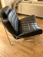 Leolux fauteuil met voetenbank, Huis en Inrichting, Ophalen of Verzenden, Gebruikt, Zwart, Eén