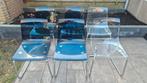 6 stoelen, 4 blauw en 2 transparant, Ophalen, Gebruikt, Blauw, Vijf, Zes of meer stoelen