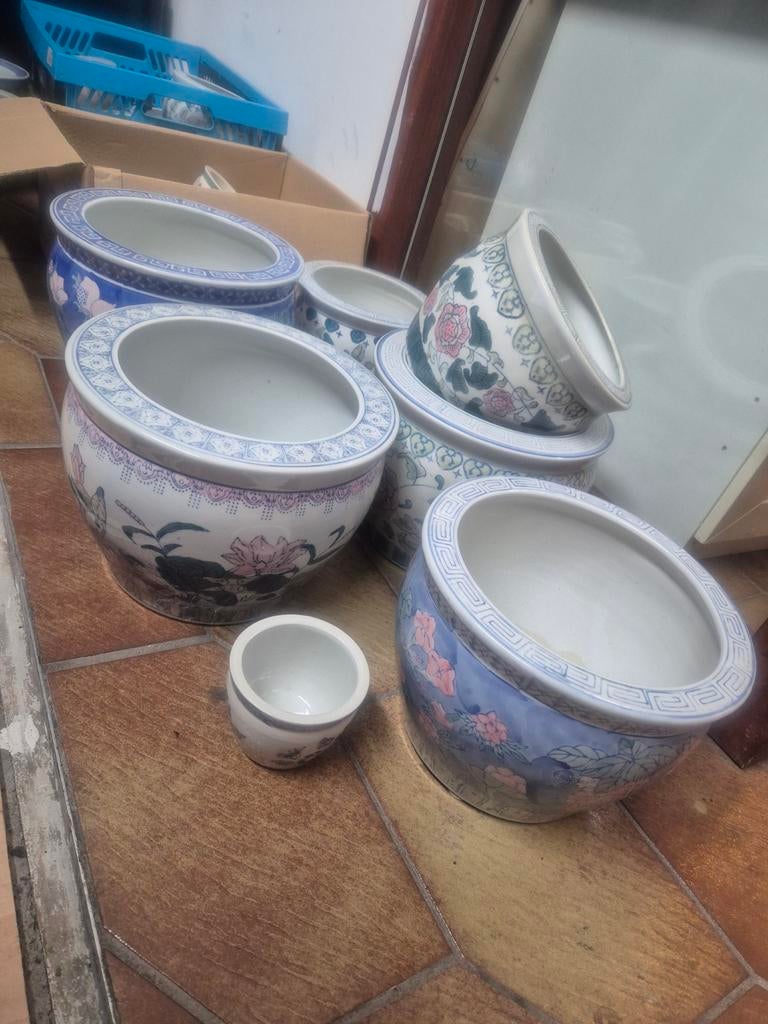 Lot diverse keramiek Chinese bloempotten, Tuin en Terras, Bloempotten, Gebruikt, Minder dan 40 cm, Aardewerk, Ophalen