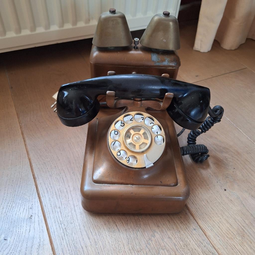 Koperen oude telefoon, Ophalen of Verzenden, Koper