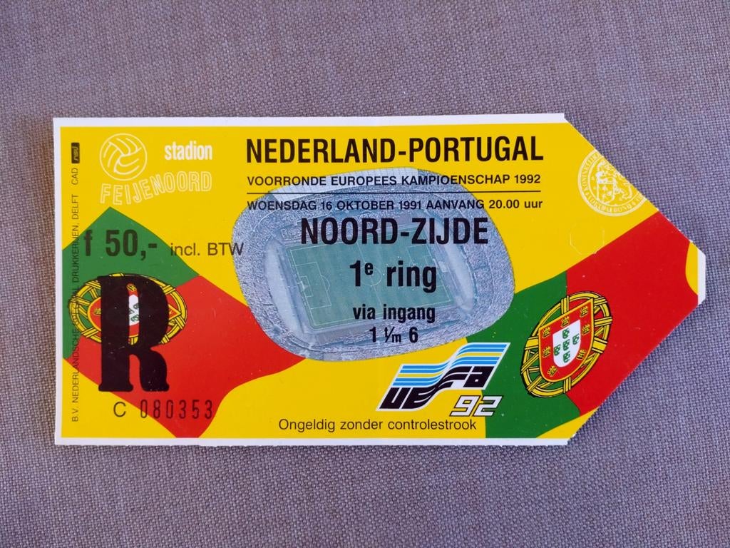 Nederland - Portugal wedstrijd ticket., Verzenden, Gebruikt, Overige binnenlandse clubs, Overige typen
