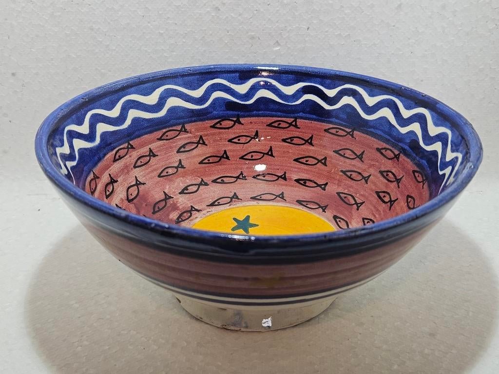 Vintage keramiek schaal kom Safi Marokko handbeschilderd, Antiek en Kunst, Antiek | Schalen, Ophalen of Verzenden