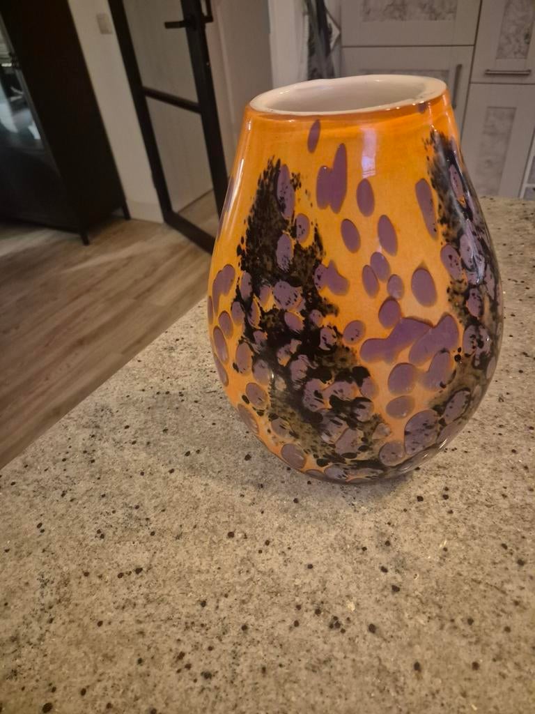 Fidrio vaas, gekleurde vaas, Overige kleuren, Ophalen of Verzenden, Minder dan 50 cm, Glas