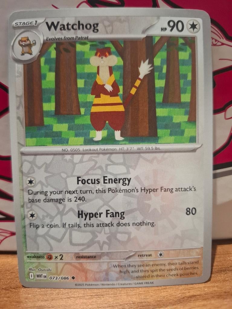 Pokemon Watchog WHT 073/086 reverse holo, Ophalen of Verzenden, Nieuw, Losse kaart