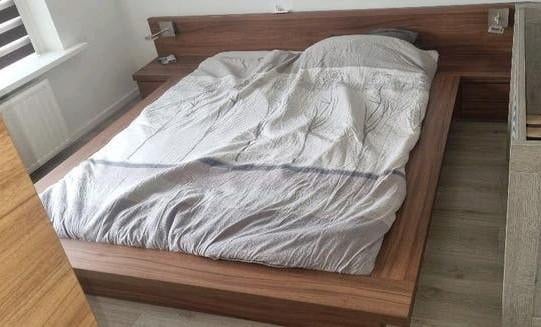 Futon bed, bedombouw. Japanse stijl bed, Huis en Inrichting, Ophalen, Bruin, Tweepersoons, Zo goed als nieuw