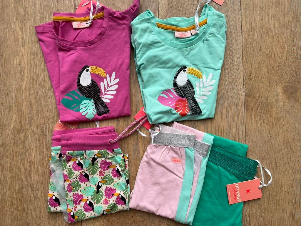5 delig set rok shirts leggings Orange Stars mt 122/128 new!, Ophalen of Verzenden, Nieuw, Meisje, Setje