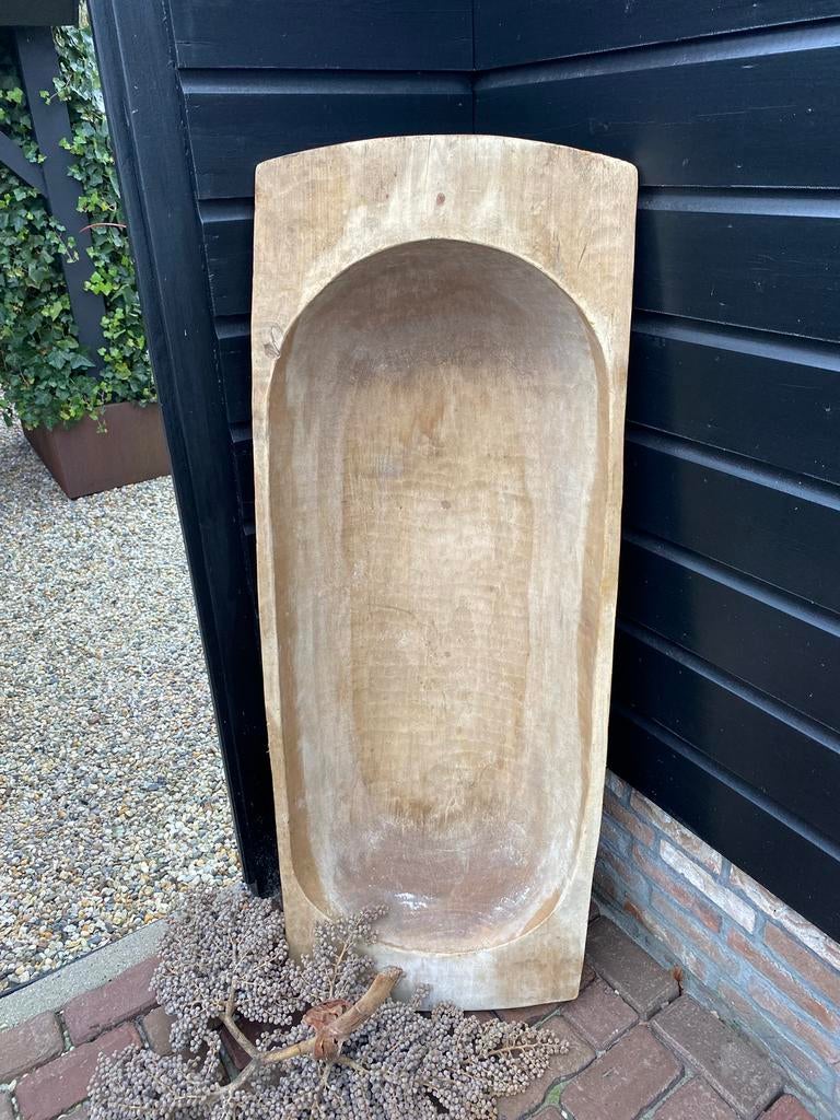 Brocante oude houten trog/ deegbak, 140 cm, Antiek en Kunst, Curiosa en Brocante, Ophalen