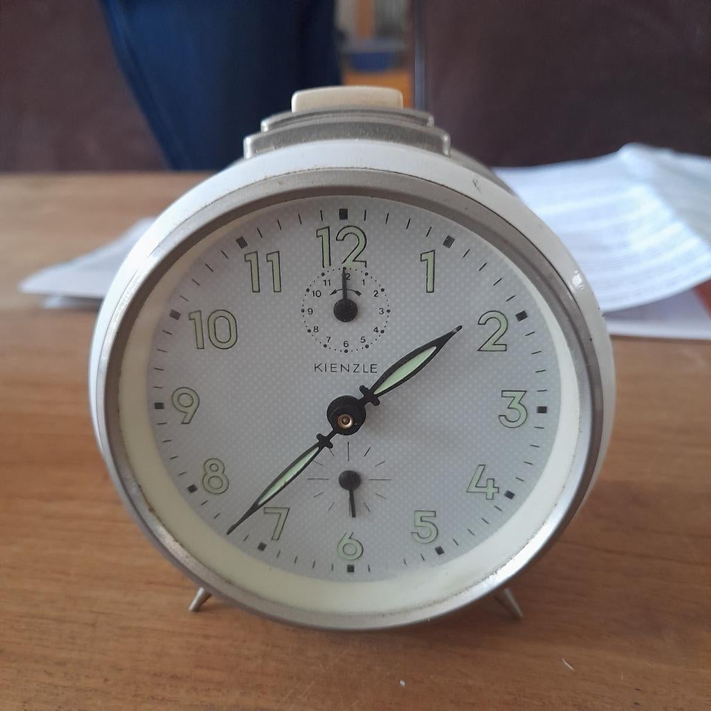 Kienzle tafelklok / - wekker jaren '60-'70 met Repeatalarm, Ophalen of Verzenden