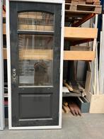 Hardhouten kozijn met deur, Doe-het-zelf en Verbouw, Kozijnen en Schuifpuien, Gebruikt, Deurkozijn, Inclusief glas, 225 cm of meer