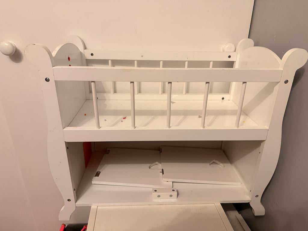 Wit houten  poppenbed, Ophalen, Gebruikt, Overige typen