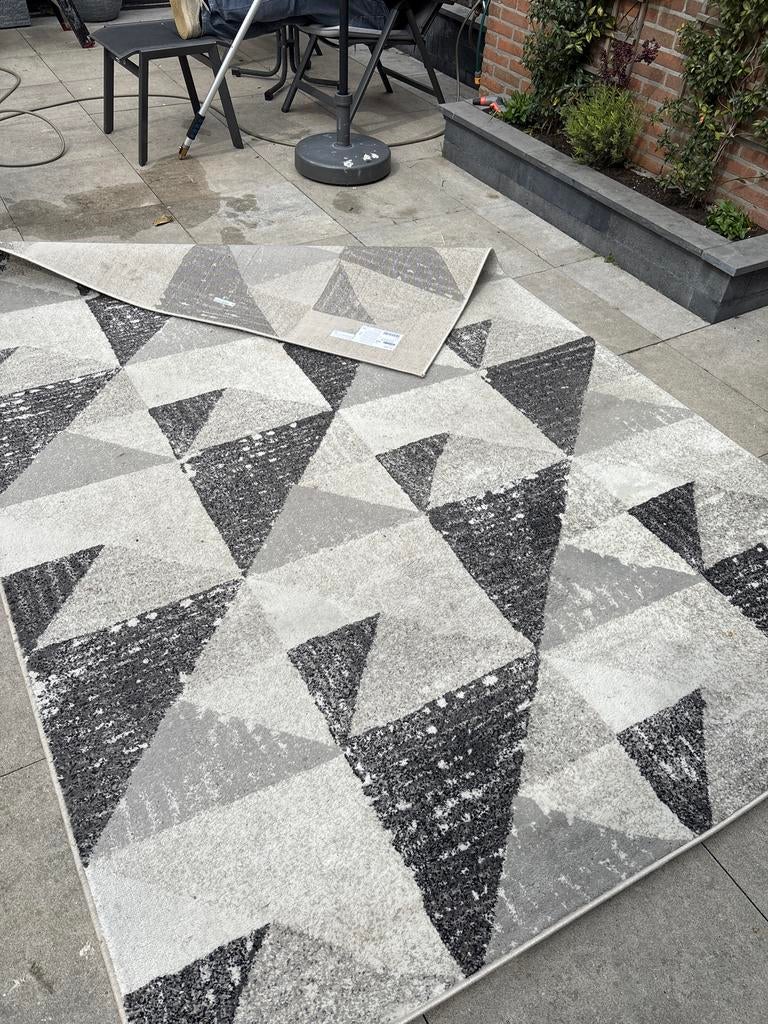 IKEA TILLFART Vloerkleed - Grijs/Wit Geometrisch (200x300cm), Ophalen, Gebruikt, 200 cm of meer, 200 cm of meer