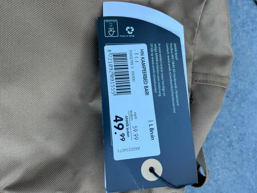 ANWB Kampeerbed Bari Opklapbaar Veldbed, Caravans en Kamperen, Slaapzakken, Nieuw, Ophalen of Verzenden