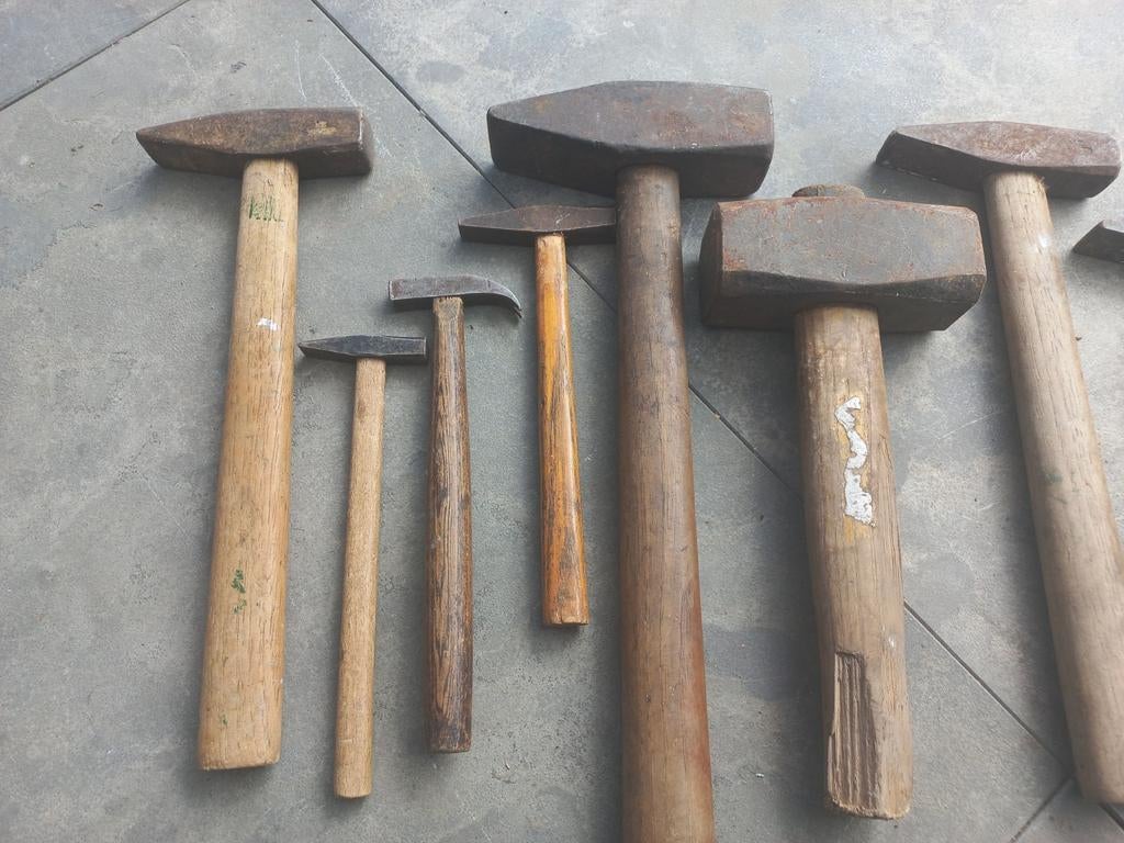 Partij diverse vintage hamers - gereedschap, Gebruikt, Onbekend, Ophalen of Verzenden, Onbekend