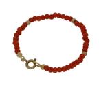 Bloedkoraal baby armband 14k slot goud bollen kinderen, Verzenden, Goud, Armband, Met edelsteen