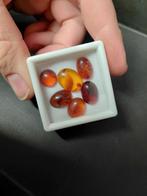 6 barnsteen cabochons antiek, Ophalen of Verzenden