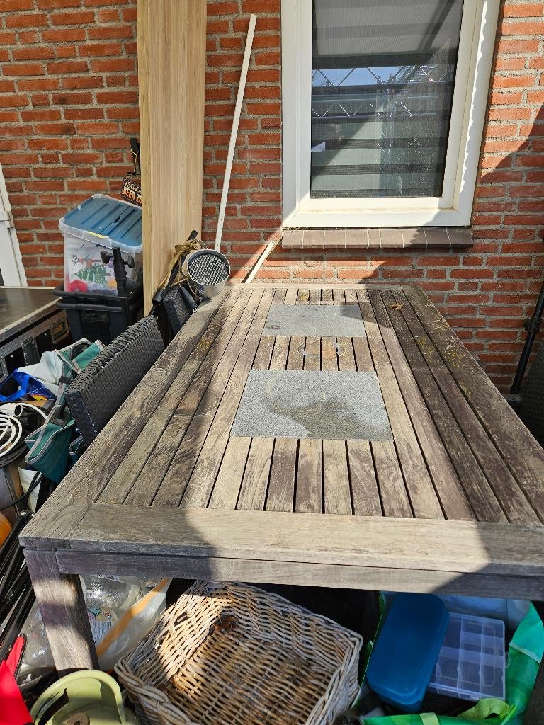 Tuintafel met 4 stoelen, Ophalen, 4 zitplaatsen, Gebruikt, Teakhout