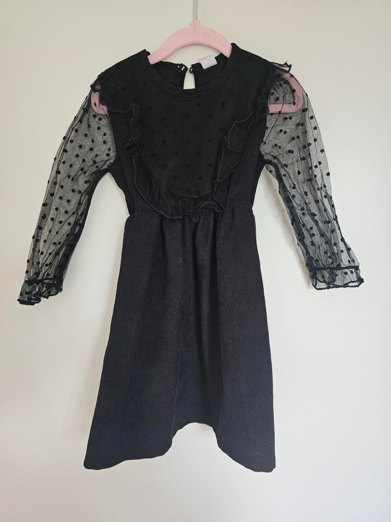 Zwart jurkje met stippen mouwen maat 98, Kinderen en Baby's, Kinderkleding | Maat 98, Meisje, Ophalen of Verzenden, Zo goed als nieuw