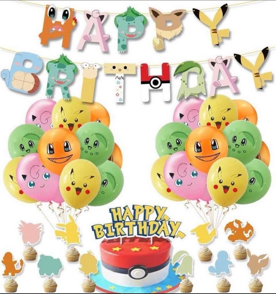Pokemon Pikachu Verjaardag Decoratie Set, Hobby en Vrije tijd, Feestartikelen, Versiering, ., Verjaardag, Nieuw