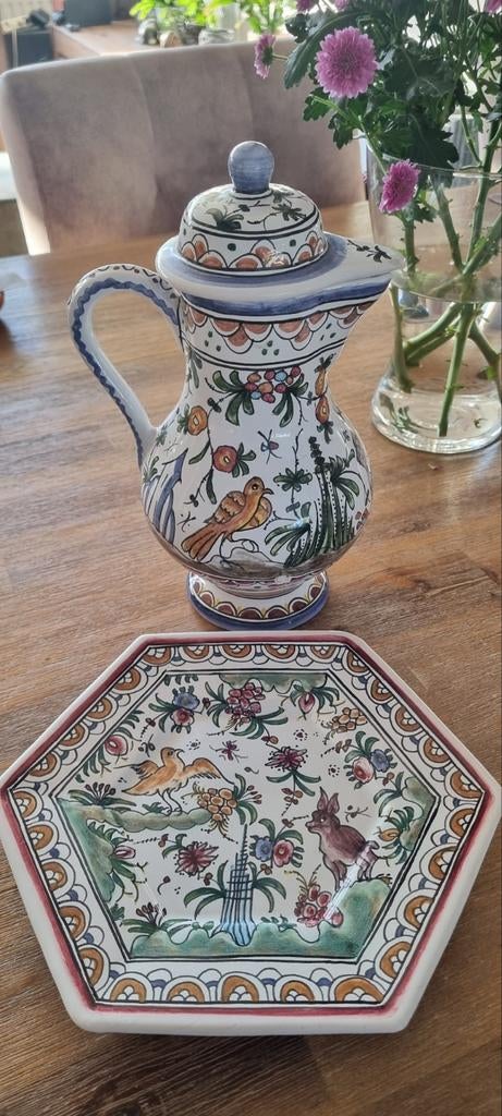 Portugees servies setje kan en bord, Ophalen of Verzenden