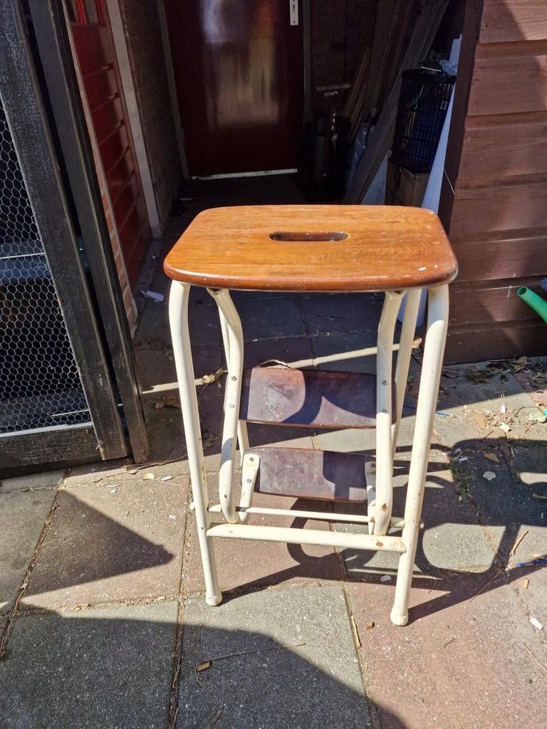 Vintage Keukentrapje / Opstapje Hout en IJzer, Huis en Inrichting, Ophalen, Gebruikt