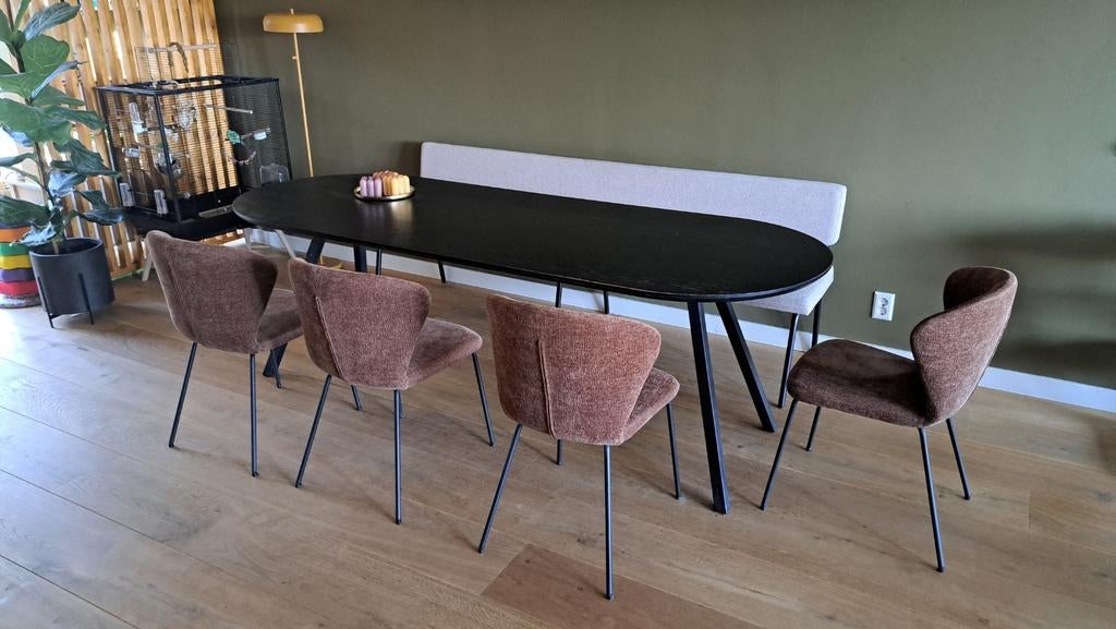 Set van 4 "NOUS living city" eetkamerstoelen, Ophalen, Gebruikt, Bruin, Modern