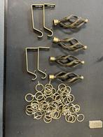 Bronzen barok gordijnroede set met sierelementen en ringen, Minder dan 50 cm, Gebruikt, Bruin, Ophalen of Verzenden