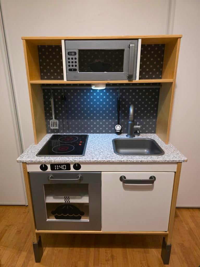 Houten speelkeuken met magnetron en accessoires, Ophalen, Gebruikt, Hout, Speelkeuken