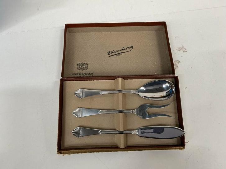 Zilveren Slacouvert 'Zilverchroom' WD-026, Antiek en Kunst, Antiek | Bestek, Ophalen of Verzenden