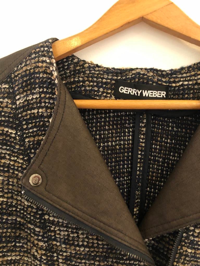 Gerry Weber Jasje - Tweed Look met Leren Details, Kleding | Dames, Jassen | Winter, Ophalen of Verzenden, Zo goed als nieuw, Maat 38/40 (M)