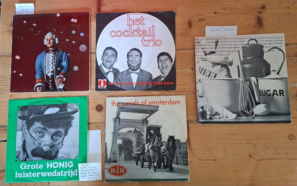 Reclame/merk 5 singles oa amstel bier/ doris/ cocktail trio, Verzamelen, Merken en Reclamevoorwerpen, Ophalen of Verzenden, Reclamebord