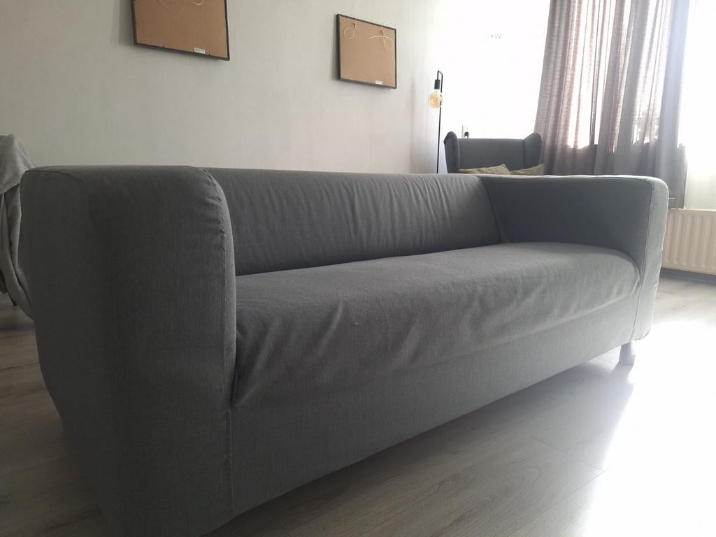 Ikea Klippan 2 zits-bank met wasbare stoffen hoes grijs, Ophalen, Gebruikt, 150 tot 200 cm, Tweepersoons